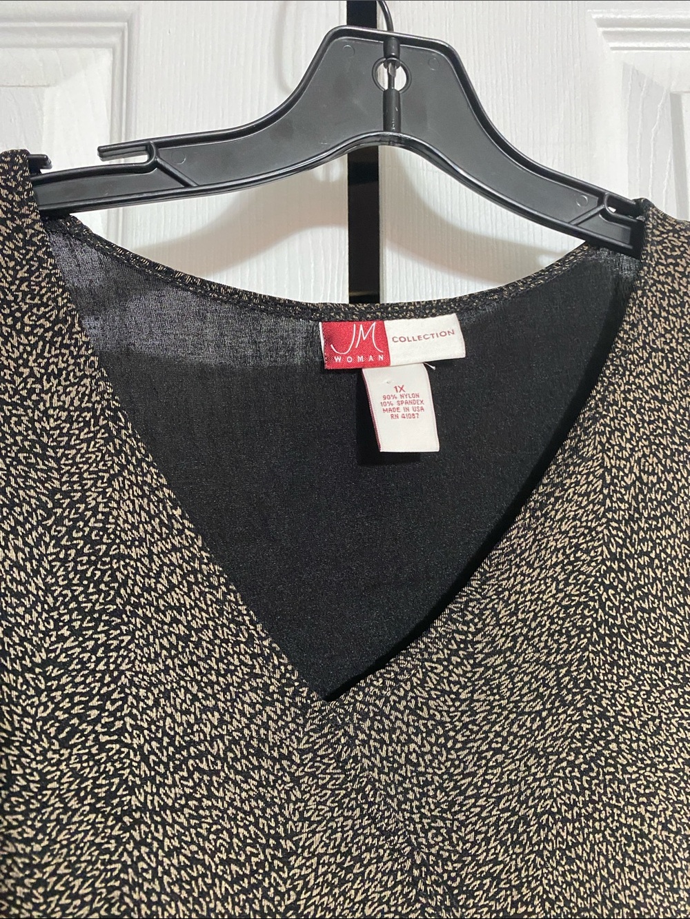 JM Collection black & tan fluid knit shift style dress size 1X - Picture 4 of 8